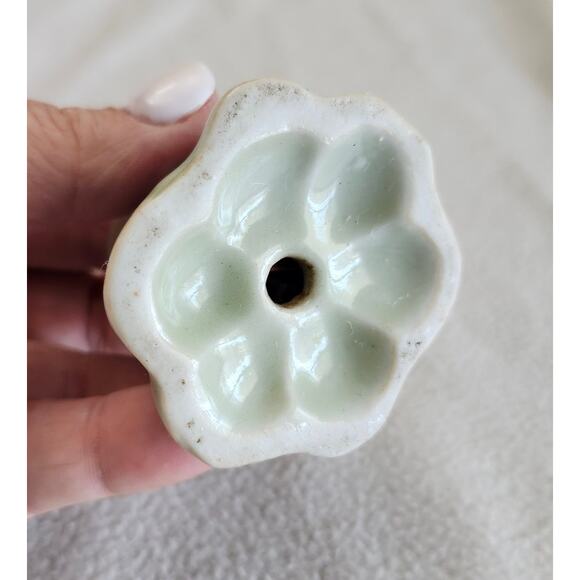 Antique Japanese Transferware Blue Flow Potpourri Holder Birds Tea House - Picture 7 of 12